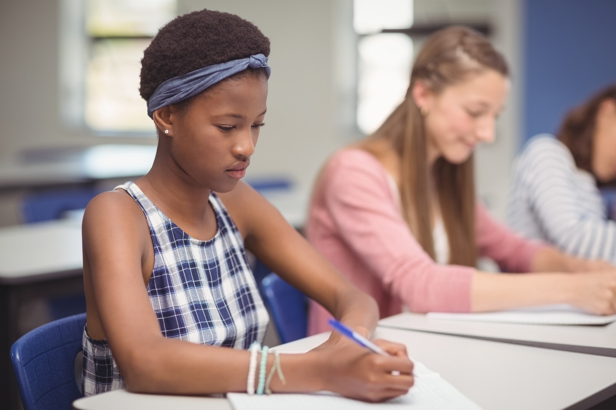 Students studying in classroom